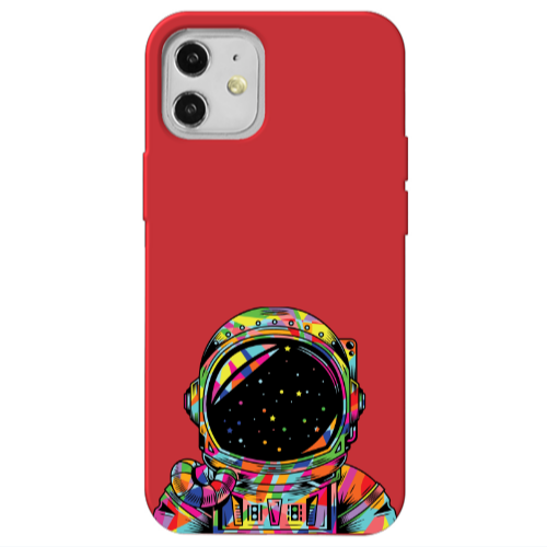 Apple iPhone 12 Astronaut 209 Red Colored Silicone TPU Θήκη