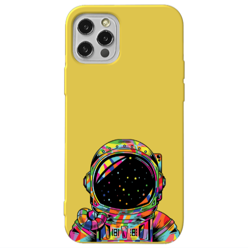 Apple iPhone 12 Pro Astronaut 209 Yellow Colored Silicone TPU Θήκη