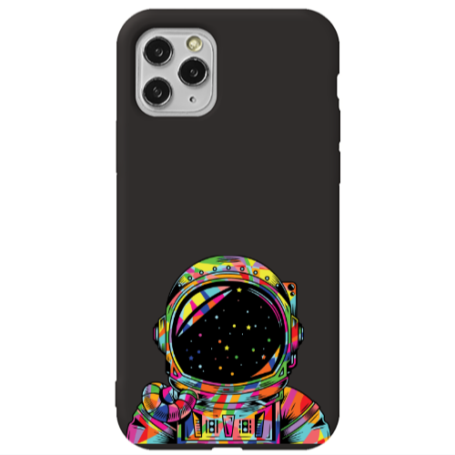 Apple iPhone 11 Pro Max Astronaut 209 Black Colored Silicone TPU Θήκη