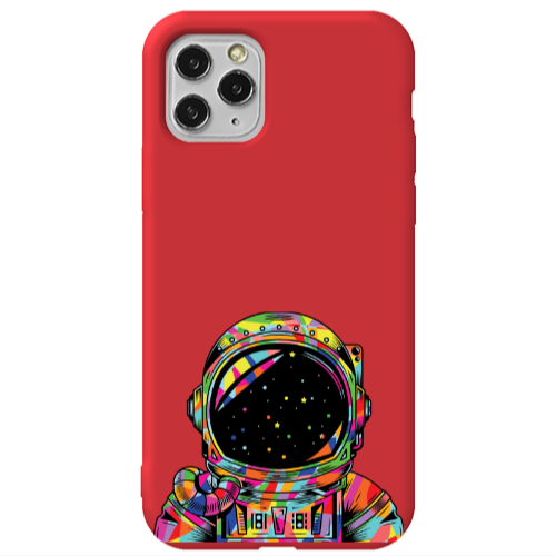 Apple iPhone 11 Pro Max Astronaut 209 Red Colored Silicone TPU Θήκη