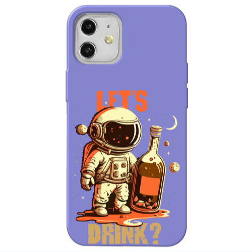Apple iPhone 12 Lets drink Purple Colored Silicone TPU Θήκη