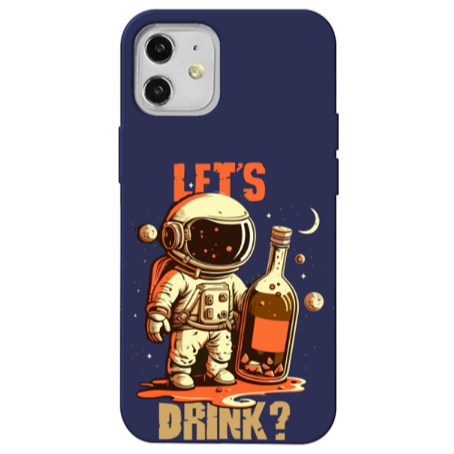 Apple iPhone 12 Lets drink Dark blue Colored Silicone TPU Θήκη