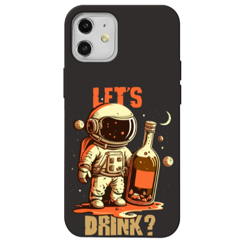 Apple iPhone 12 Lets drink Black Colored Silicone TPU Θήκη