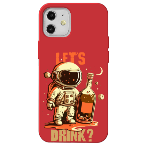 Apple iPhone 12 Lets drink Red Colored Silicone TPU Θήκη