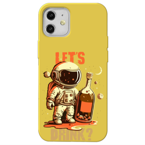Apple iPhone 12 Lets drink Yellow Colored Silicone TPU Θήκη