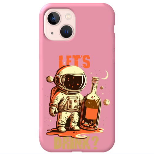 Apple iPhone 13 Lets drink Pink Colored Silicone TPU Θήκη
