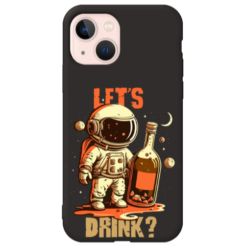 Apple iPhone 13 Lets drink Black Colored Silicone TPU Θήκη