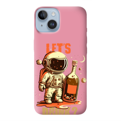 Apple iPhone 14  Lets drink Pink Colored Silicone TPU Θήκη
