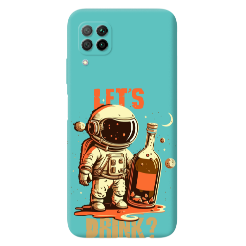 Huawei P40 Lite Lets drink Turquoise Colored Silicone TPU Θήκη