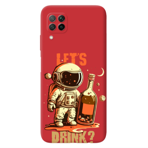 Huawei P40 Lite Lets drink Red Colored Silicone TPU Θήκη