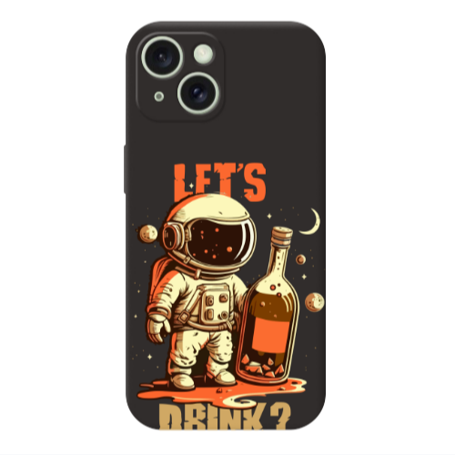 Apple iPhone 15 Lets drink Black Colored Silicone TPU Θήκη