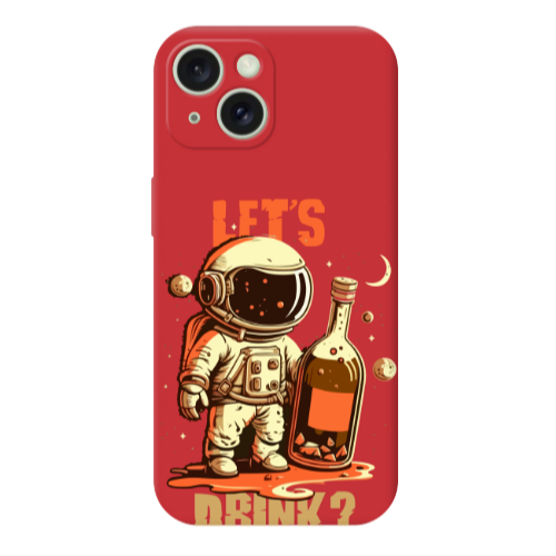 Apple iPhone 15 Lets drink Red Colored Silicone TPU Θήκη