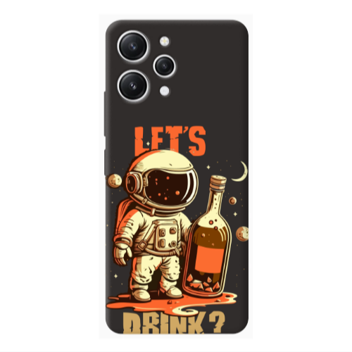 Xiaomi Redmi 12 Lets drink Black Colored Silicone TPU Θήκη