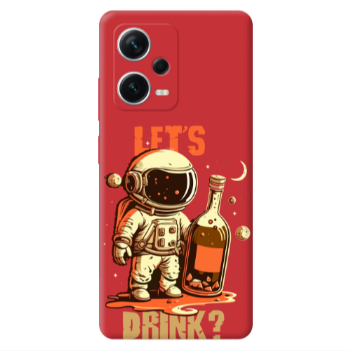 Xiaomi Poco X5 Lets drink Red Colored Silicone TPU Θήκη