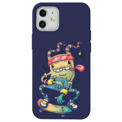 Apple iPhone 12 Dangerous task Dark blue Colored Silicone TPU Θήκη