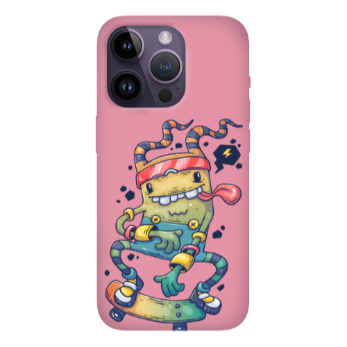 Apple iPhone 14 Pro Max Dangerous task Pink Colored Silicone TPU Θήκη