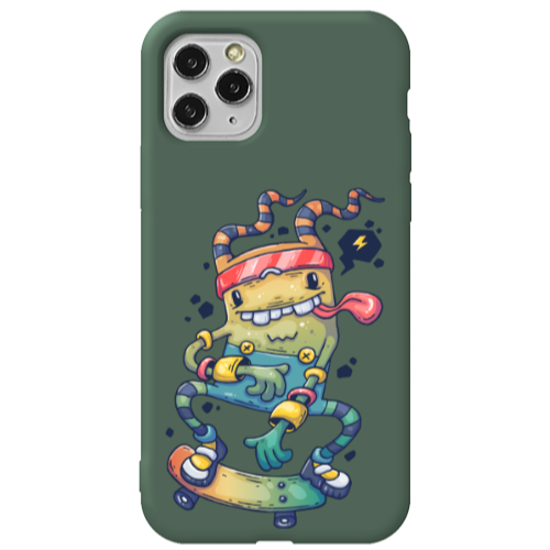 Apple iPhone 11 Pro Max Dangerous task Dark Green Colored Silicone TPU Θήκη