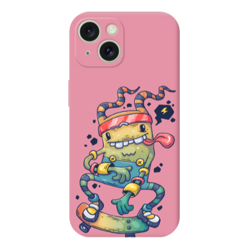 Apple iPhone 15 Plus Dangerous task Pink Colored Silicone TPU Θήκη