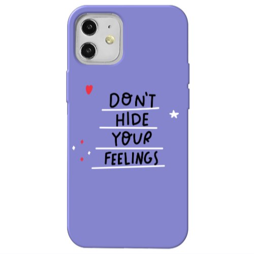 Apple iPhone 12 Dont Hide Your Feelings Purple Colored Silicone TPU Θήκη