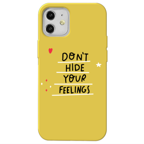Apple iPhone 12 Dont Hide Your Feelings Yellow Colored Silicone TPU Θήκη