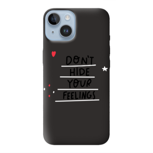 Apple iPhone 14  Dont Hide Your Feelings Black Colored Silicone TPU Θήκη