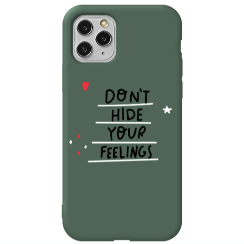 Apple iPhone 11 Pro Max Dont Hide Your Feelings Dark Green Colored Silicone TPU Θήκη