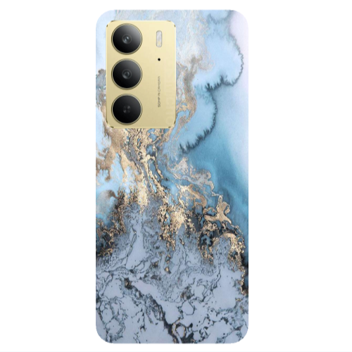 Realme C 75 Marble Gold Design Transparent Silicone TPU Θήκη
