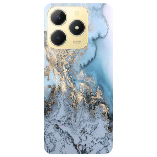 Realme C61 Marble Gold Design Transparent Silicone TPU Θήκη