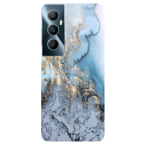 Realme C65 Marble Gold Design Transparent Silicone TPU Θήκη