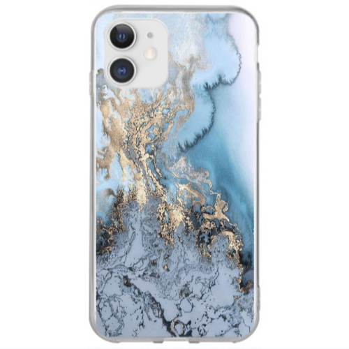 Apple iPhone 12 Marble Gold Design Transparent Silicone TPU Θήκη