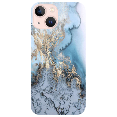Apple iPhone 13 Marble Gold Design Transparent Silicone TPU Θήκη