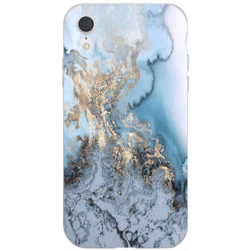 Apple iPhone Xr Marble Gold Design Transparent Silicone TPU Θήκη