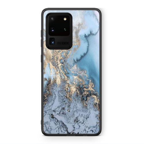 Samsung S20 Ultra Marble Gold Design Black Glossy Θήκη