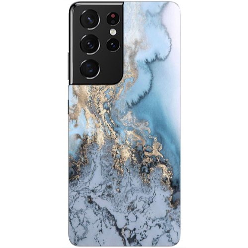 Samsung S21 Ultra Marble Gold Design Transparent Silicone TPU Θήκη
