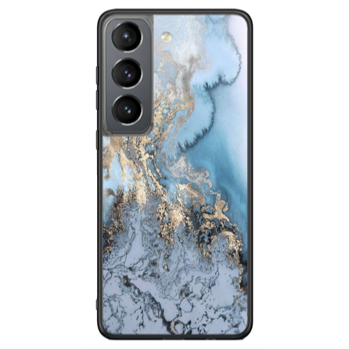 Samsung S21 Ultra Marble Gold Design Black Glossy Θήκη
