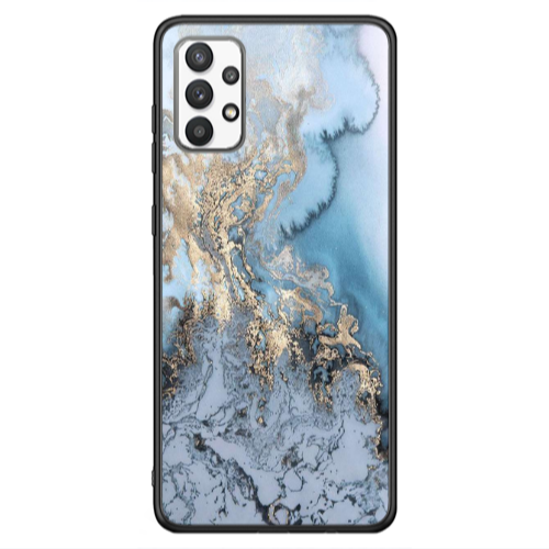Samsung A13 4G Marble Gold Design Black Glossy Θήκη