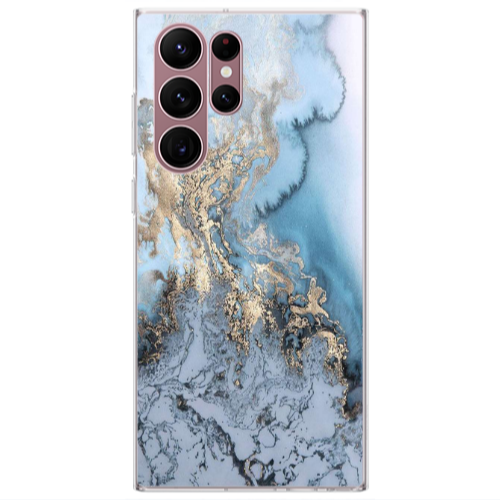 Samsung S22 Ultra Marble Gold Design Transparent Silicone TPU Θήκη