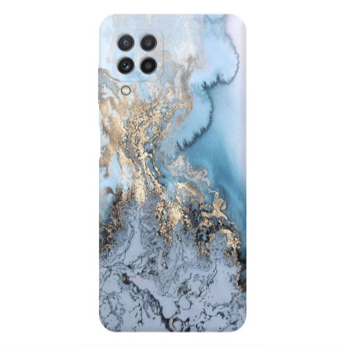 Samsung A22 4G Marble Gold Design Transparent Silicone TPU Θήκη