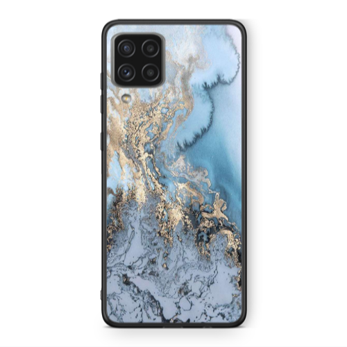 Samsung A22 4G Marble Gold Design Black Glossy Θήκη