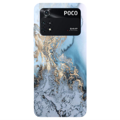 Xiaomi Poco M4 Pro 4G Marble Gold Design Transparent Silicone TPU Θήκη