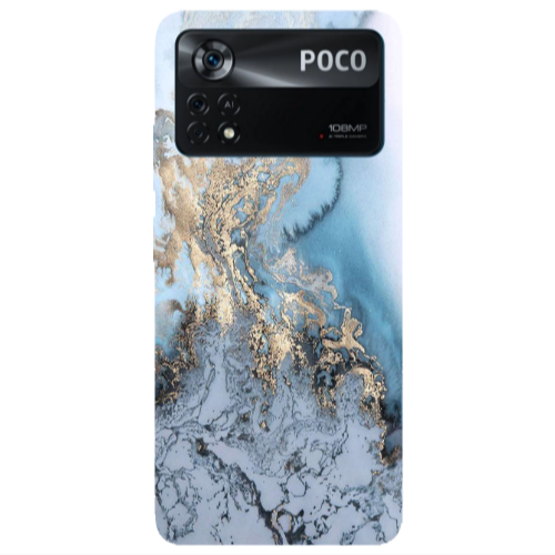 Xiaomi Poco X4 Pro Marble Gold Design Transparent Silicone TPU Θήκη