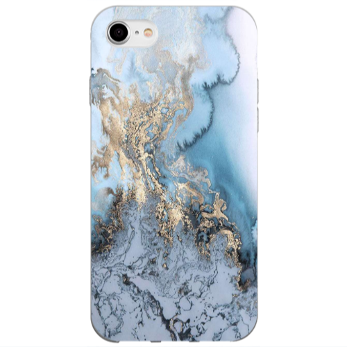Apple iPhone 7 Marble Gold Design Transparent Silicone TPU Θήκη