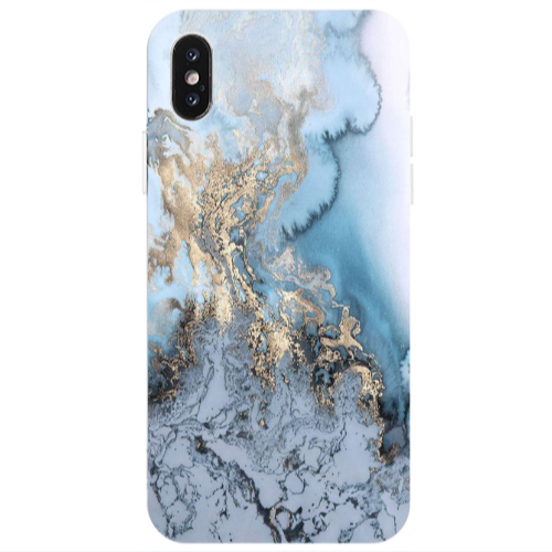 Apple iPhone Xs Marble Gold Design Transparent Silicone TPU Θήκη