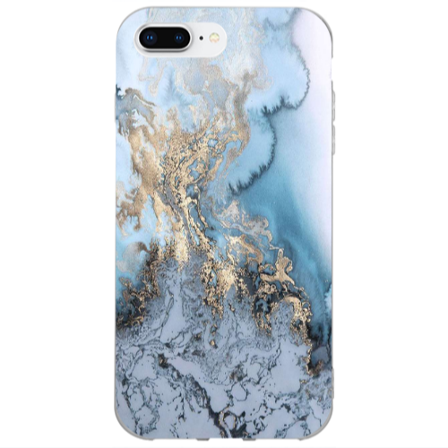 Apple iPhone 7 Plus Marble Gold Design Transparent Silicone TPU Θήκη