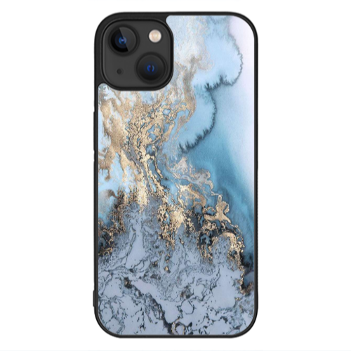 Apple iPhone 13 Mini Marble Gold Design Black Glossy Θήκη