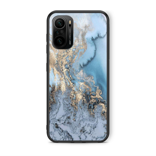 Xiaomi Poco F3 Marble Gold Design Black Glossy Θήκη