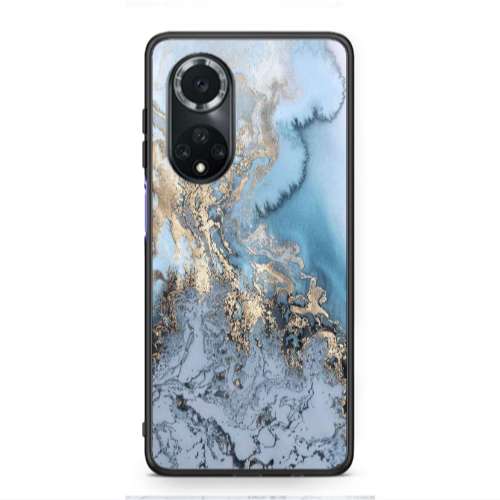 Huawei Nova 9 Marble Gold Design Black Glossy Θήκη