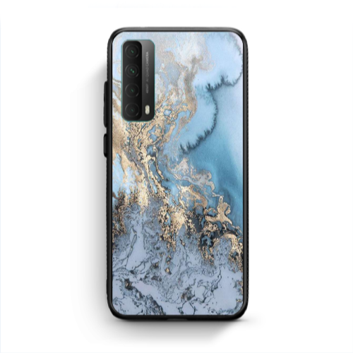 Huawei P Smart 2021 Marble Gold Design Black Glossy Θήκη