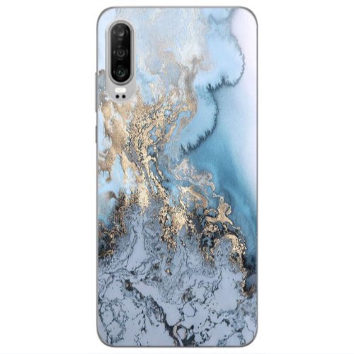Huawei P30 Marble Gold Design Transparent Silicone TPU Θήκη