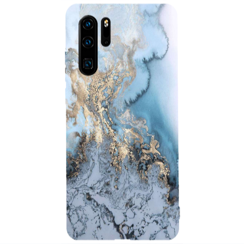 Huawei P30 Pro Marble Gold Design Transparent Silicone TPU Θήκη